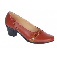 Pantofi dama eleganti din piele naturala Portocaliu cu toc de 5cm P36PORT